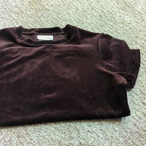Kathy Ireland brown velvet short sleeve shirt size medium